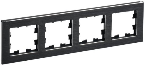 Рамка универсальная IEK Brite РУ-4-1-БрЧ 4-м. металл черный картинка